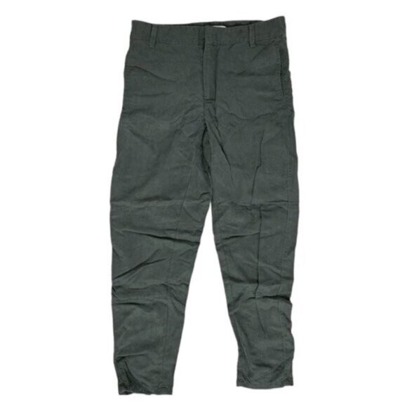 Aritzia Community Pants Straight Leg Cargo Army Linen blend Trouser Zipper Ankle - Picture 2 of 12